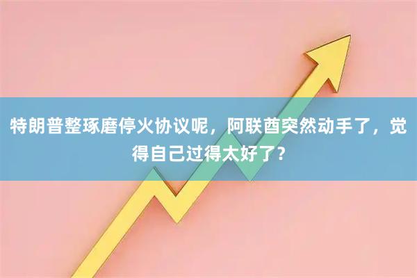 特朗普整琢磨停火协议呢，阿联酋突然动手了，觉得自己过得太好了？