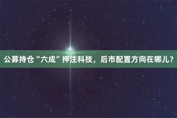 公募持仓“六成”押注科技，后市配置方向在哪儿？